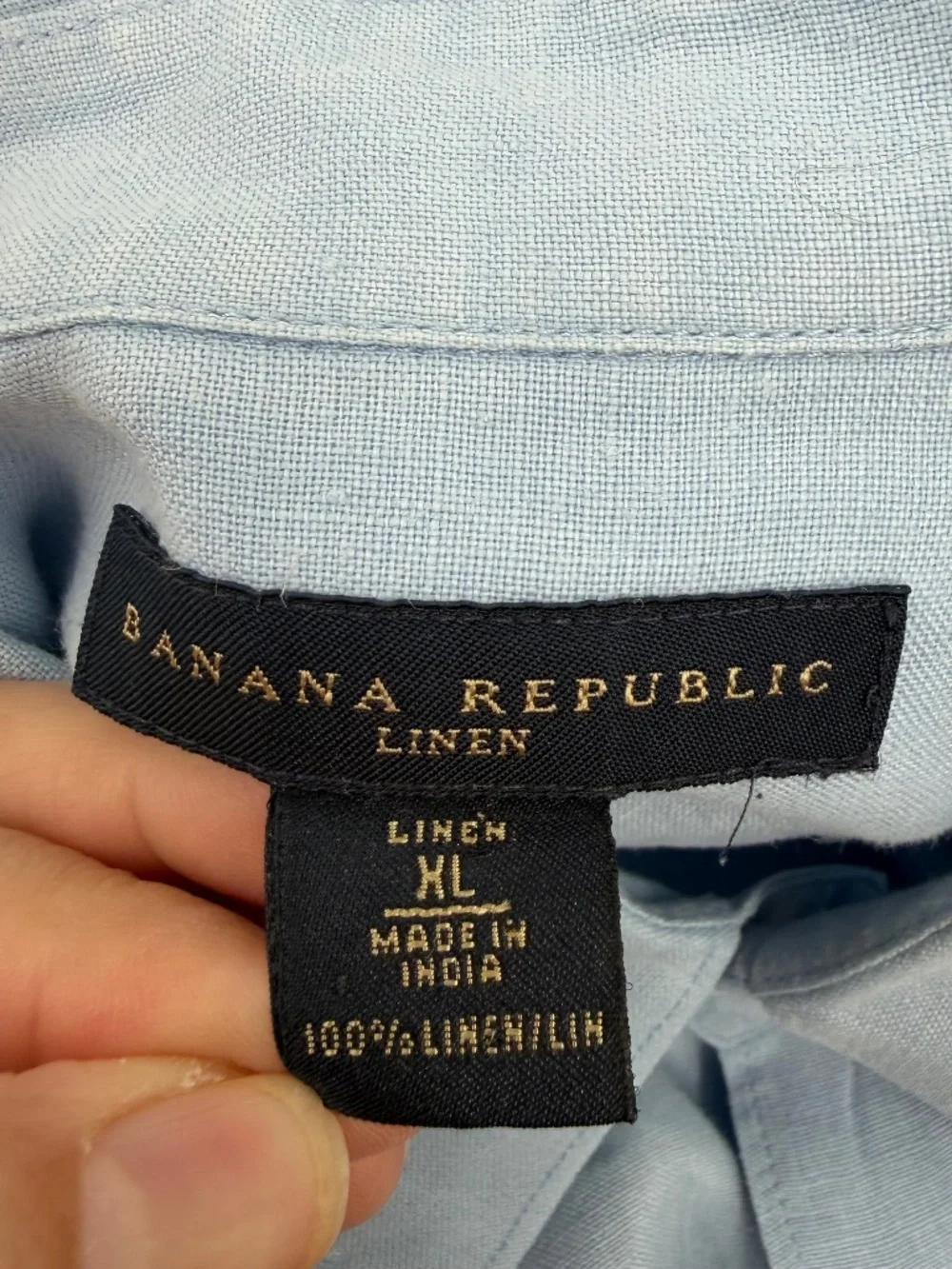 Banana Republic Shirt Men XL Light Blue Linen Long Sleeve Button Up Coastal